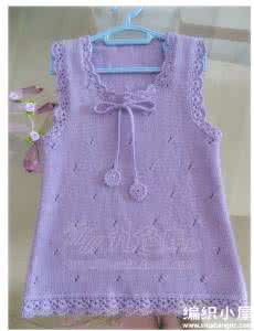 钩针背心裙 【童装系列】淡紫色钩针花边儿童背心裙