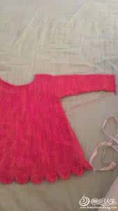 粉色童年叶子毛衣编织 90～110cm中童毛衣  叶舞精灵——横织的毛衣裙