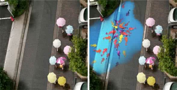 神奇的海底世界 下雨天街头给你一片神奇“海底世界”