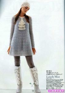 长袖梅花钩针衣图解 钩针编织----A字形长袖长款美衣“青葱年华”