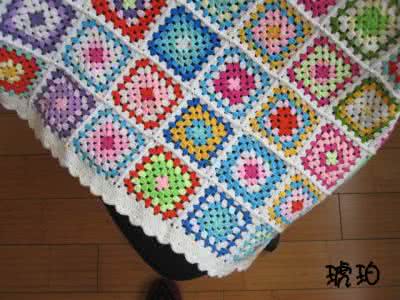 拼花毯子钩针毛线编织 【钩针】六角型毛线毯