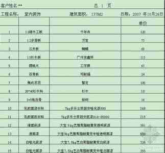 装修预算清单 三室二厅装修预算 三室二厅装修预算清单