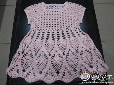 从领口往下钩菠萝花衣 看图学钩衣！教你从上往下钩菠萝花公主裙（附高清图解）