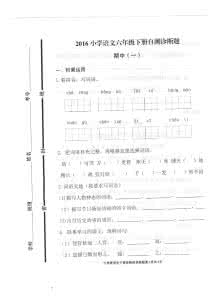 六年级下册期中试题 人教版六年级语文下册期中试题1