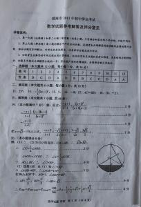 2016山东威海中考数学 2016山东威海中考数学 山东威海2013年中考数学答案（图片版）