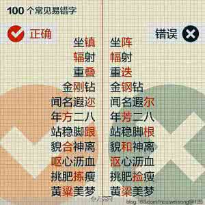 百度百科错别字 【文化百科】 500个常见错别字