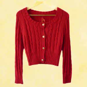 春秋毛衣编织款式 一红色春秋漂亮长款毛衣（有图解）