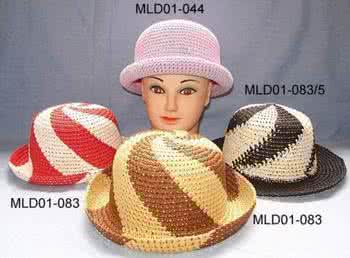 钩编棉草拉菲草帽图解 带沿帽钩编图解