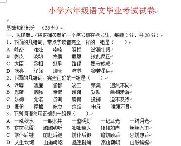 六年级语文综合测试题 六年级语文毕业综合测试题13