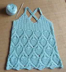 宝宝菠萝花钩针吊带衣 钩针编织----白色菠萝吊带