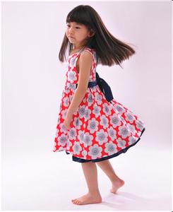 春芽子童装官网  【童装系列】漂亮的红色春芽花儿童背心裙
