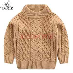 棒针编织风车花套头衫 素雅的驼色棒针麻花中领套衫