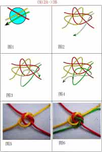 团锦冰花结的编法 六线团锦冰花结基础（四）三线过渡结3B的编法