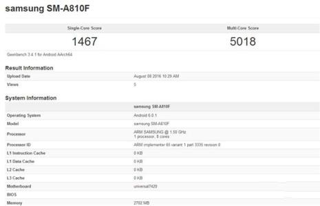 三星on5 2016跑分 三星Galaxy A8 2016跑分多少
