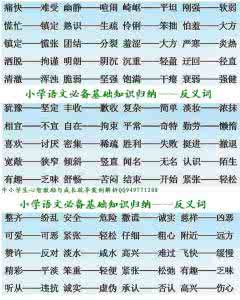 小学语文基础知识题库 小学语文必备基础知识归纳汇总——反义词