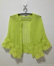 夏季短袖衫的钩针图解 钩针带袖春秋小披----“樱草仙踪”