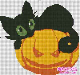 棒针提花毛衣图案图解 棒针模式----猫的图案