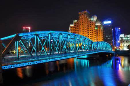 兰州黄河铁桥夜景 上海外滩百年老铁桥夜景