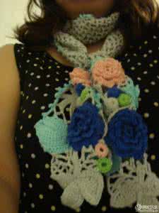 爱尔兰钩针编织图解 钩针编织----爱尔兰花色小围巾“螺旋”与“花卉”