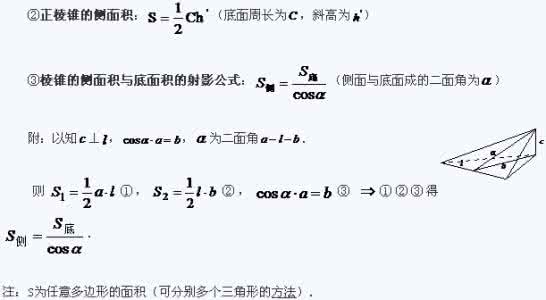 高考数学考前复习要点：棱锥定义及公式