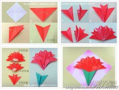 百合折纸步骤图 康乃馨折纸步骤图