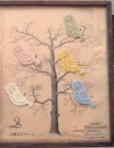 用钩针编织漂亮小鸟 钩针平面花帖-镂空小鸟