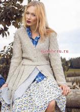 棒针开衫毛衣编织图片 棒针编织----初春米色长款开衫“小气球”