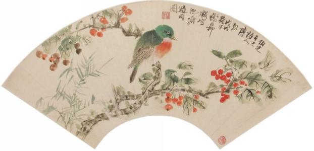 花鸟扇面 花鸟扇面 俄网扇面花长裙