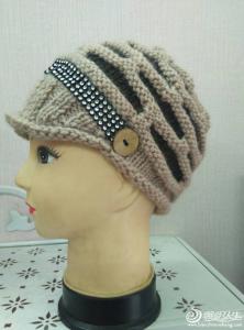 有帽檐帽子织法视频 棒针配色女士有檐帽织法说明