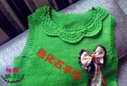 依可爱绿色背心裙编织 鲜亮的绿色儿童针织背心裙