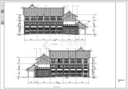 仿古建筑施工图 仿古紫气东来会所建筑施工图