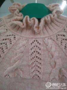 蕾丝花边高领打底衫 非常好看的一款女童高领木耳花边从上往下织的套头毛衣！有图解和真人秀哦！