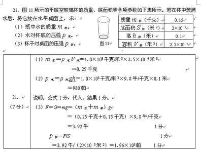 液体压强题型 中考物理试题调研_题型100_液体压强的计算