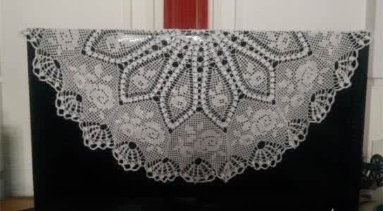 日本钩针桌布花样图解 钩针盖巾 桌布----“假日玫瑰”