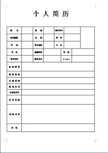 个人简历表格标准版 标准的个人简历表格及求职信