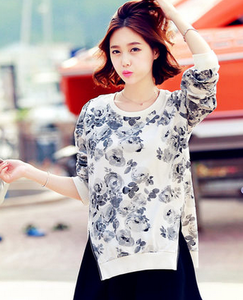 女士衬衣长袖新款2017 时尚新款百搭女士长袖T恤