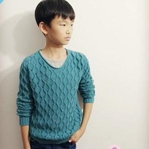 男童棒针毛衣编织款式 绿秋 棒针编织男童大童V领毛衣