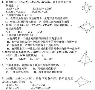 【☆】经典全等三角形复习题