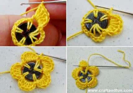 钮扣可以做什么 【转载】钮扣可以做什么？：12、钩针钮扣花