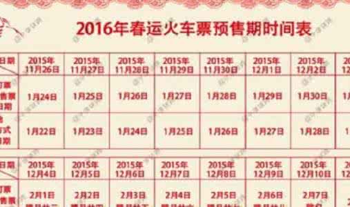 2017年春运火车票 关于2016年春运火车票发售安排