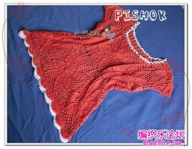 镂空方块钩针花样图解 红色大方块花朵钩针镂空美衫图解