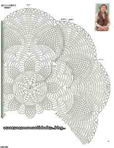 日本钩针桌布花样图解 中 老年妇女时尚桌布钩针背心（图解）