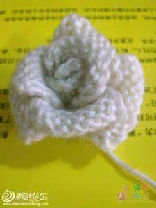 用毛线编织玫瑰花教程 白色毛线编织玫瑰花 过程图解