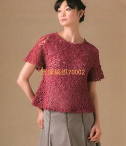 深豆沙色口红 【女款系列】美丽的深豆沙红钩针长袖菠萝裙衫