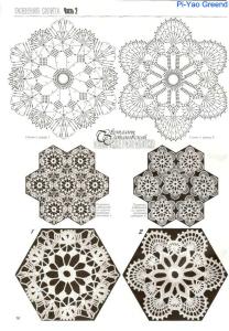 钩针单元花连接图解 钩针多边形模式----图解和连接方法