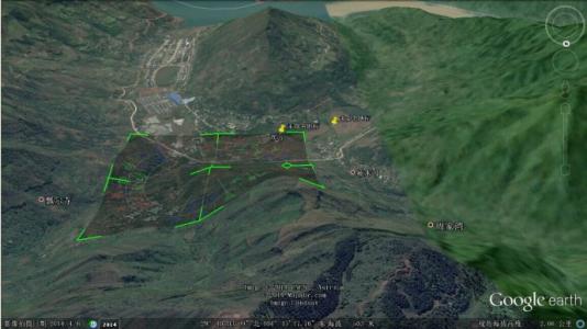龟蛇锁水口风水地形图 三合形理风水定局与水口