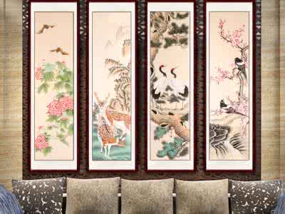 福禄寿喜四条屏 福禄寿喜四条屏 有年味的祝寿图《福禄寿喜》四条屏