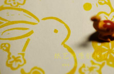 桃花树下桃花庵 橡皮章烂漫桃花树下的小兔子教程