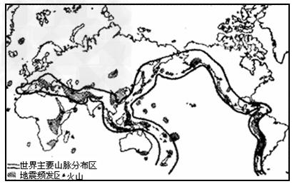 世界火山地震带分布图 山东地震带分布图 读世界主要的火山、地震分布示意图，回答下列问题。（1）从图上观察，