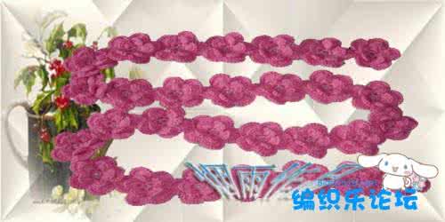 钩编长围巾梅花图钩法 钩编教程----美得炫目的花朵围巾